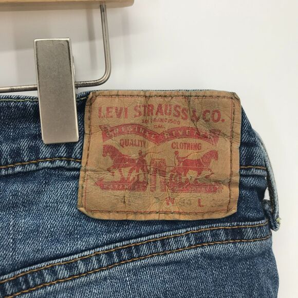 Levis Jeans Mens 34*32 Medium Blue Straight Leg Cotton Stretch Mid Rise Pockets - Picture 5 of 16